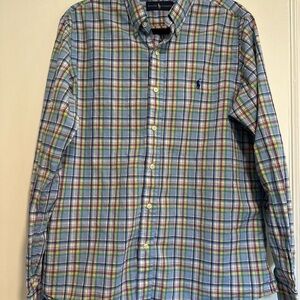 VTG Ralph Lauren Mens Sz: M Long Sleeve Button Down Shirt Colorful Rainbow Plaid